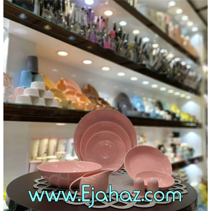 سرویس غذاخوری 30 پارچه چینی سرامیک رنگی صورتی کلارا رومز